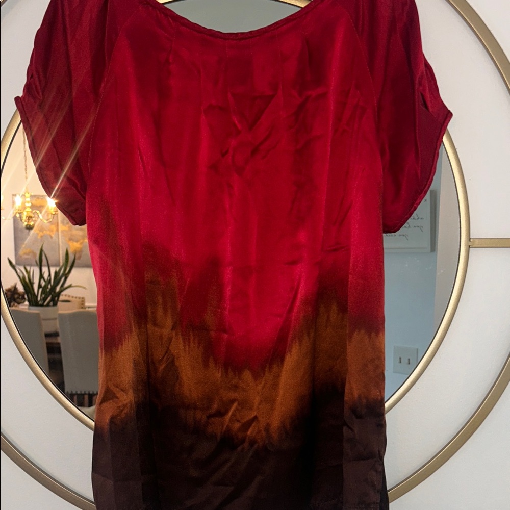 Chaus Gradient Red and Brown Blouse - Picture 4 of 4
